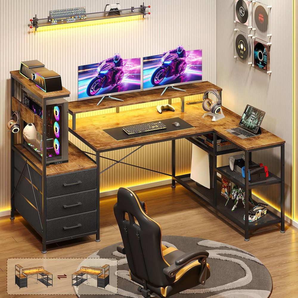 Monitor Stand - Biurko gamingowe w kształcie litery L
